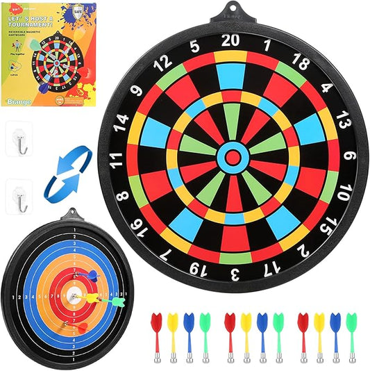 Magnetic Dart Board w/ 12 Darts, Kids Dartboard Gifts, Safe Indoor Outdoor Games for Kids 8-12, Teen Gifts for 6 7 8 9 10 11 12 13 14 Year Old Boys Girls-StrideForce Fitness