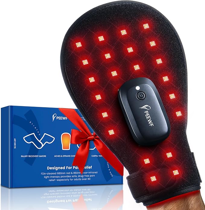 Wireless Red Light Therapy Glove for Hands – 660nm & 850nm Near-Infrared | Pain Relief for Arthritis, Carpal Tunnel, Sore Muscles | 30 LEDs + Built-in Gentle Heating Wires | Breathable | Auto Shut-Off-StrideForce Fitness