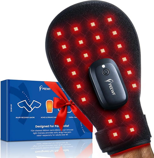 Wireless Red Light Therapy Glove for Hands – 660nm & 850nm Near-Infrared | Pain Relief for Arthritis, Carpal Tunnel, Sore Muscles | 30 LEDs + Built-in Gentle Heating Wires | Breathable | Auto Shut-Off-StrideForce Fitness