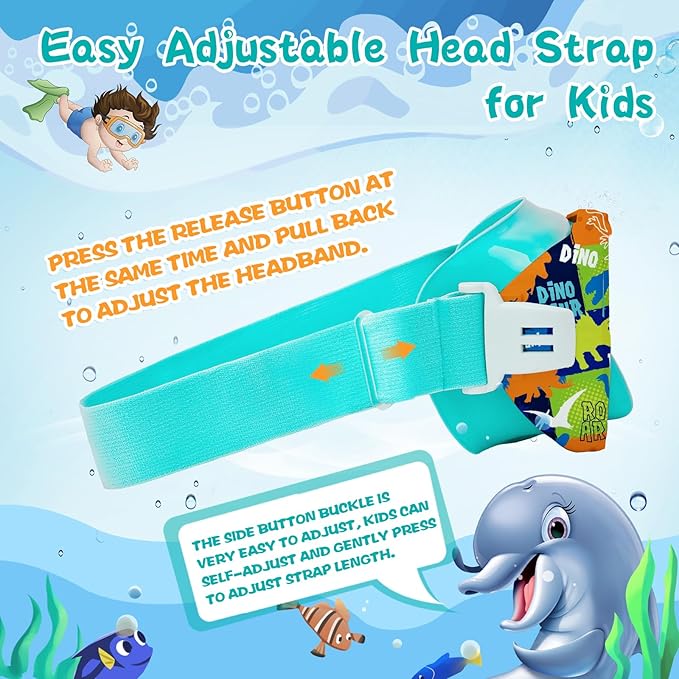 Kids Swim Goggles with Nose Cover, 180° Panoramic Snorkel Mask with Anti-Fog & Anti-Leak Design, Comfort Fabric Strap UV Protection Lens for Boys Girls Ages 3-15-StrideForce Fitness