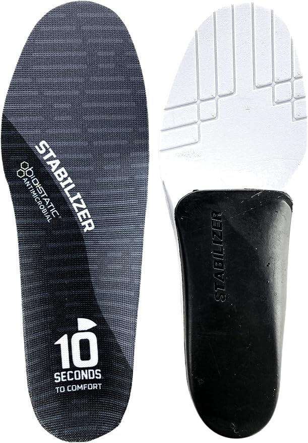 10 Seconds Stabilizer Insole, Medium Corrective Arch, Soft Support, Designed for Instability and Low-Profile Footwear, Deep Heel Cup, Anti Odor and Blister Topper. (M 5/6, W 7.5/8.5)-StrideForce Fitness