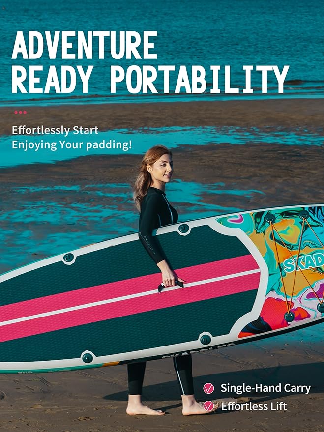 10’6’’ Portable Inflatable Stand Up Paddle Board (SUP) for Adults and Youth with Non-Slip Deck – Complete Accessories Kit, Perfect for Fishing, Yoga, Fitness & Family Fun-StrideForce Fitness