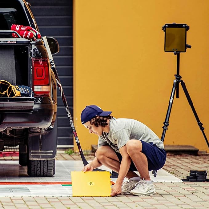 Hockey Revolution 360 Zone Lit - Professional Training Flooring Tiles - Improve StickHandling and Moving, Speed on Ice, Exercise, Fitness - Indoor and Outdoor Practice Zone with Hockey Trainer App-StrideForce Fitness