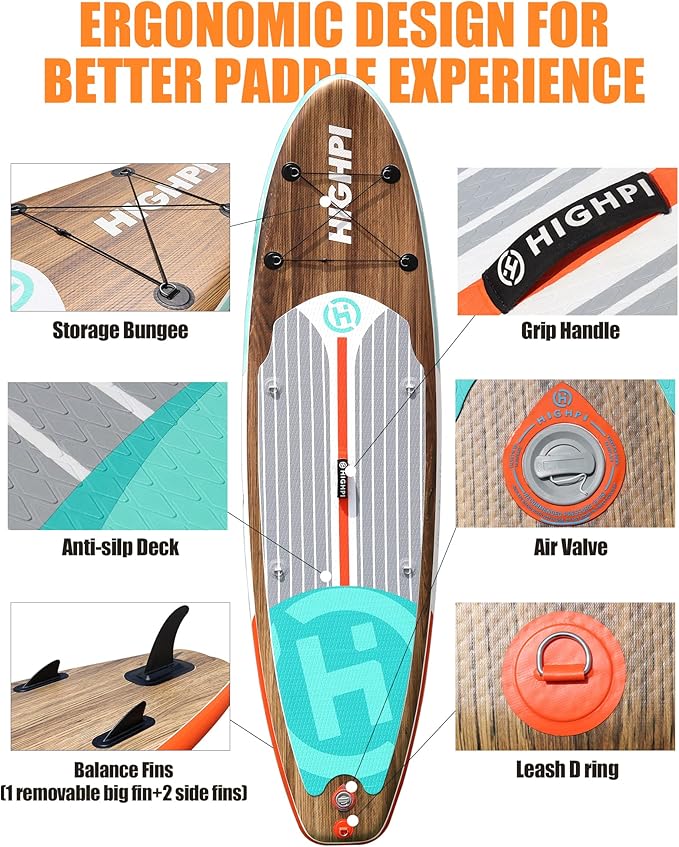 Highpi Inflatable Stand Up Paddle Board for Youth and Adults – Wide Sup with Premium Accessories, Blow Up Paddleboard for Surfing, Fishing, Yoga & More-StrideForce Fitness