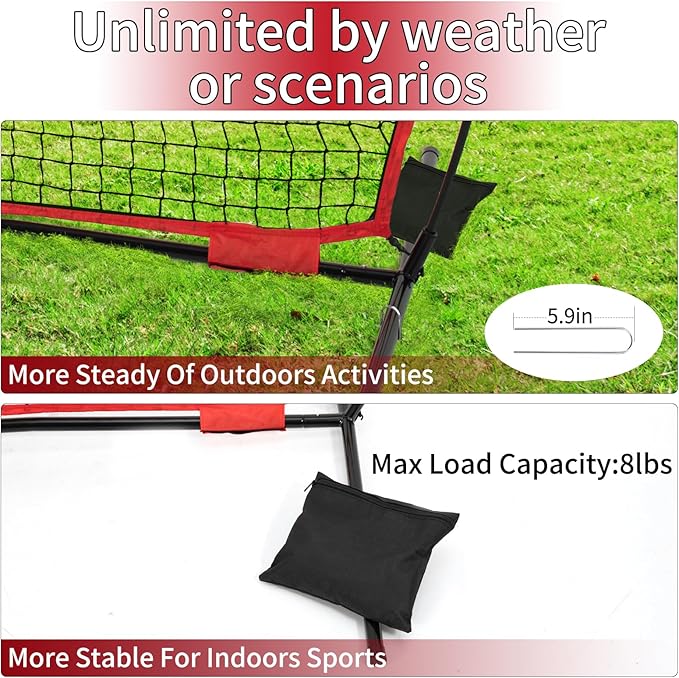 7x7/16x10/20x10ft Backstop Net, Ball Stop Net with Handbag,Fix Sports Net Barrier by 4 Spike&2 Sandbag,Sports Practice Barrier Net for Baseball,Softball,Lacrosse Train,Backstop Net for Backyard-StrideForce Fitness
