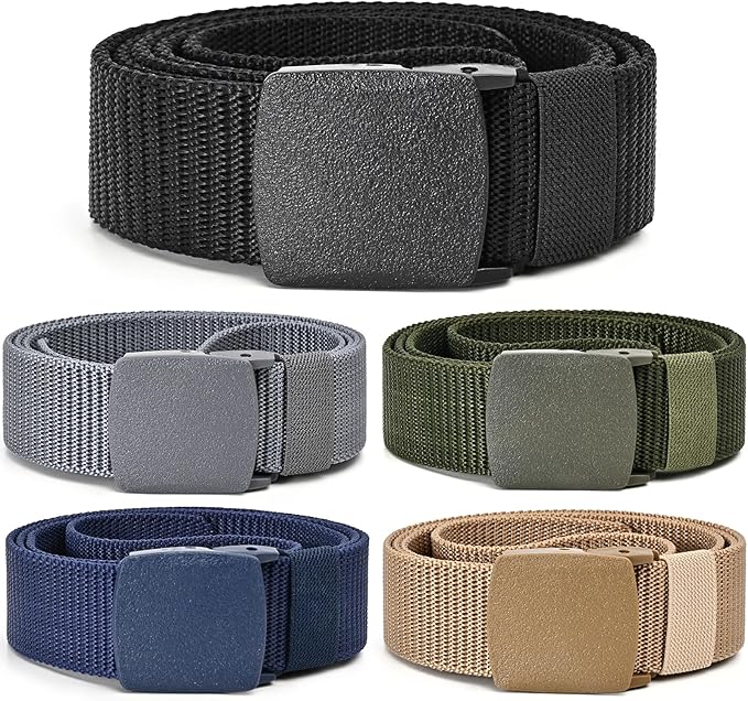 Tactical Men's Nylon Belts,5 Pack Mens Belts Casual，Military Canvas Outdoor Metal-free Belts-StrideForce Fitness