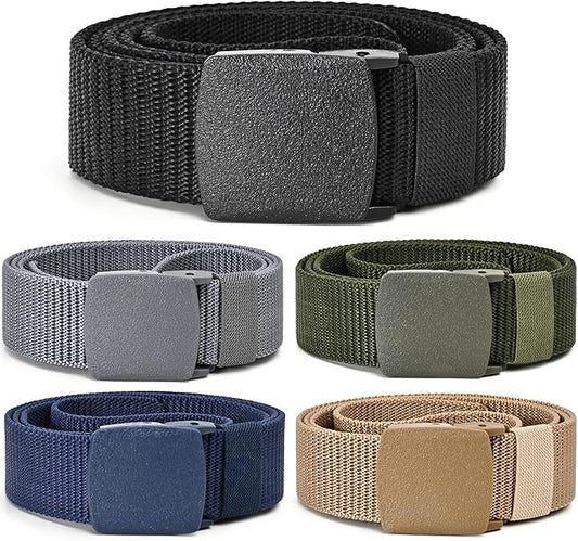 Tactical Men's Nylon Belts,5 Pack Mens Belts Casual，Military Canvas Outdoor Metal-free Belts-StrideForce Fitness
