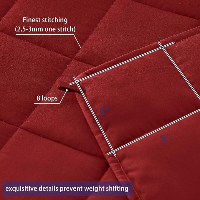 yescool Weighted Blanket for Adults (15 lbs, 60" x 80", Red) Cooling Heavy Blanket for Sleeping Perfect for 140-160 lbs, Queen Size Breathable Blanket with Premium Glass Bead, Machine Washable-StrideForce Fitness