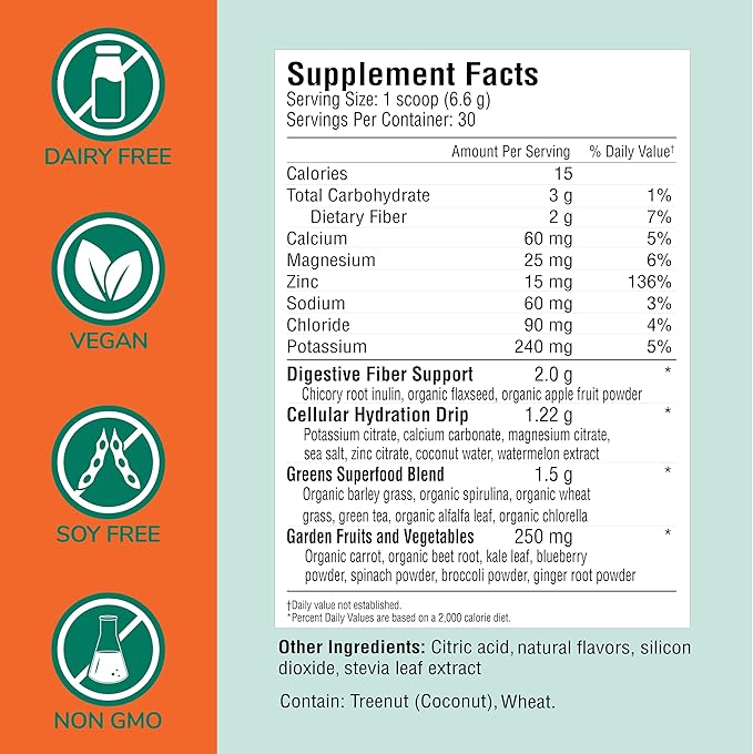 COUNTRY FARMS Refreshers, Super Greens and Electrolytes, Essential Minerals and Superfoods, Hydration Support, Promotes Natural Energy, with Fiber, Tropical Mango, 30 Servings-StrideForce Fitness