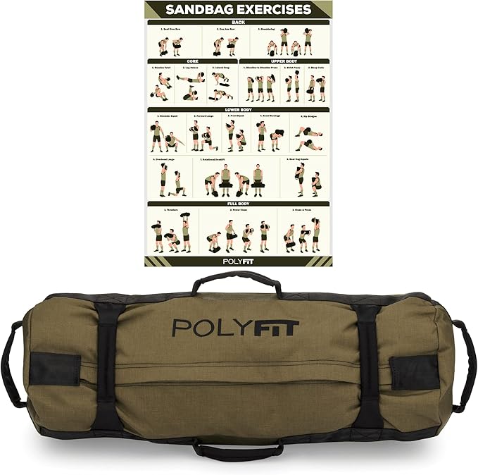 Polyfit Classic Sandbag - Heavy Duty Workout Sandbag for Fitness with 8 Gripping Handles for Sand Bag Weight Training - Multiple Colors & Sizes-StrideForce Fitness
