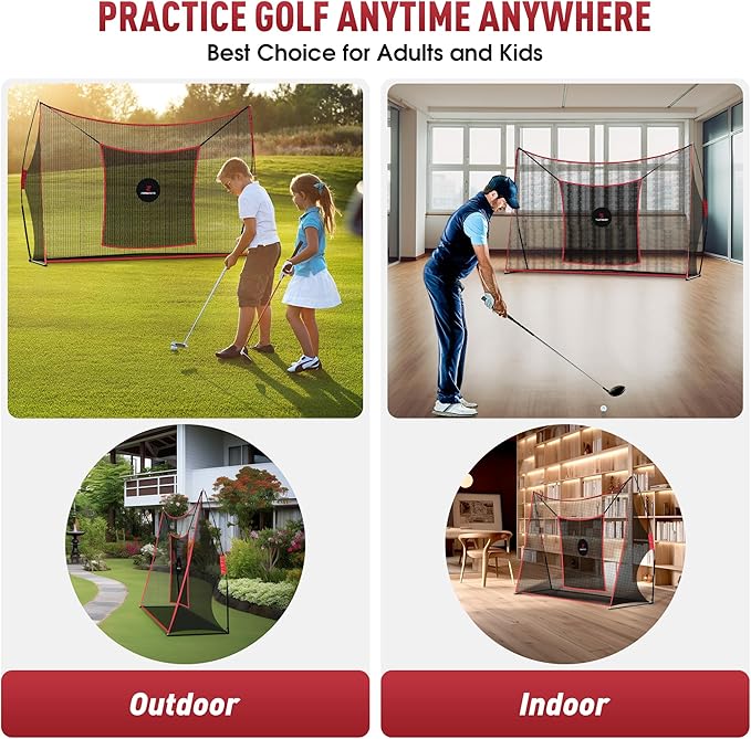 Golf Practice Net - Heavy Duty Driving Range Net with High Impact Chipping Target, Include Carry Bag and Golf Balls for Indoor Outdoor-StrideForce Fitness