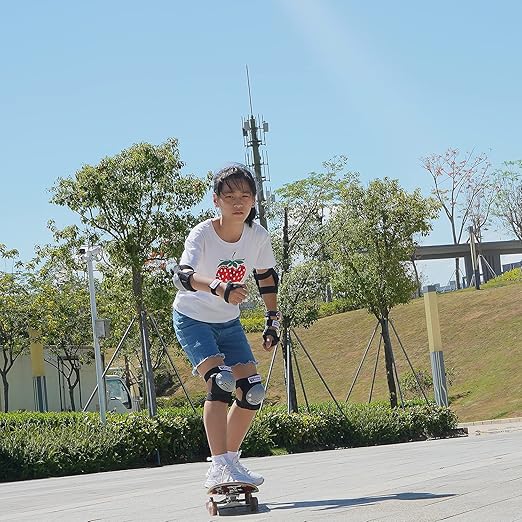 Youth/Kids Knee Pads Elbow Pads Wrist Guards Protective Gear Set for 3-15 Years Child Roller Skates, Skateboard, Cycling, Inline Skating, BMX Bike, Balance bike, Scooter Riding and Other Outdoor Sports-StrideForce Fitness