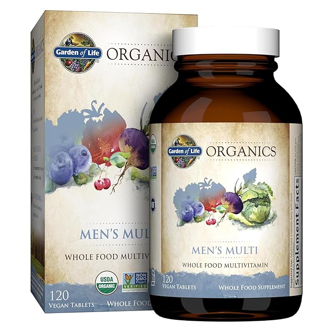 Garden of Life Organics Whole Food Multivitamin for Men, 120 Tablets, Vegan Mens Vitamins and Minerals for Health and Well-Being, Certified Organic Vegan Multi-StrideForce Fitness