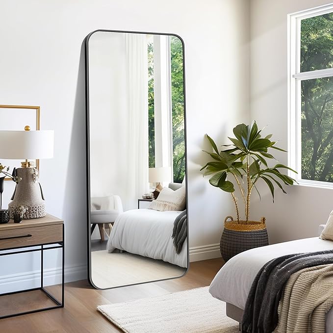 FORBATH Large Bathroom Mirror 72x30 Inches, Black Oversized Wall Mirror for 2 Sinks Aluminum Frame Wall Mounted Rounded Corner Morndern Mirror for Bathroom Bedroom Entryway Living Room-StrideForce Fitness