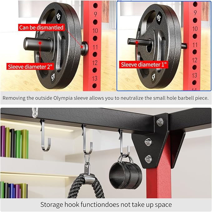 Power Cage Multi-Function Power Rack with Cable Crossover System,1800 LBS Capacity Squat Rack with Weight Bench,for Home Gym-StrideForce Fitness