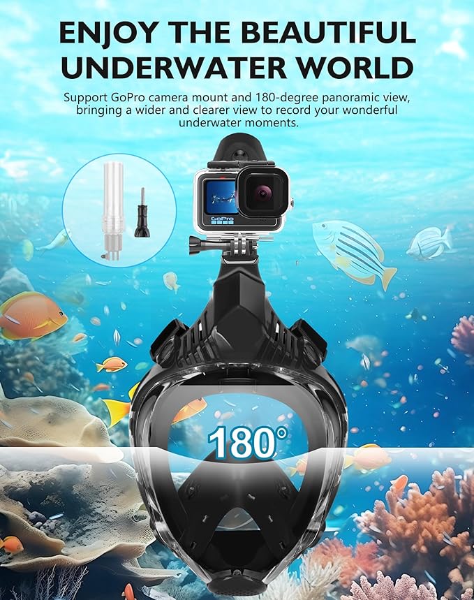 VGKE Full Face Snorkel Mask for Adults, 180 Degree HD Panoramic View Snorkeling Gear with Waterproof Phone Pouch, Anti-Leak & Anti-Fog, Breathe Freely Suitable for Men/Women-StrideForce Fitness