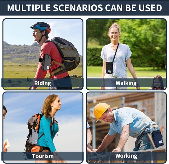 Cell Phone Purse Waist Pack Bag Travel Crossbody Bag Wristband Sport Armband Wallet with Removable Shoulder Strap (Navy Blue)-StrideForce Fitness