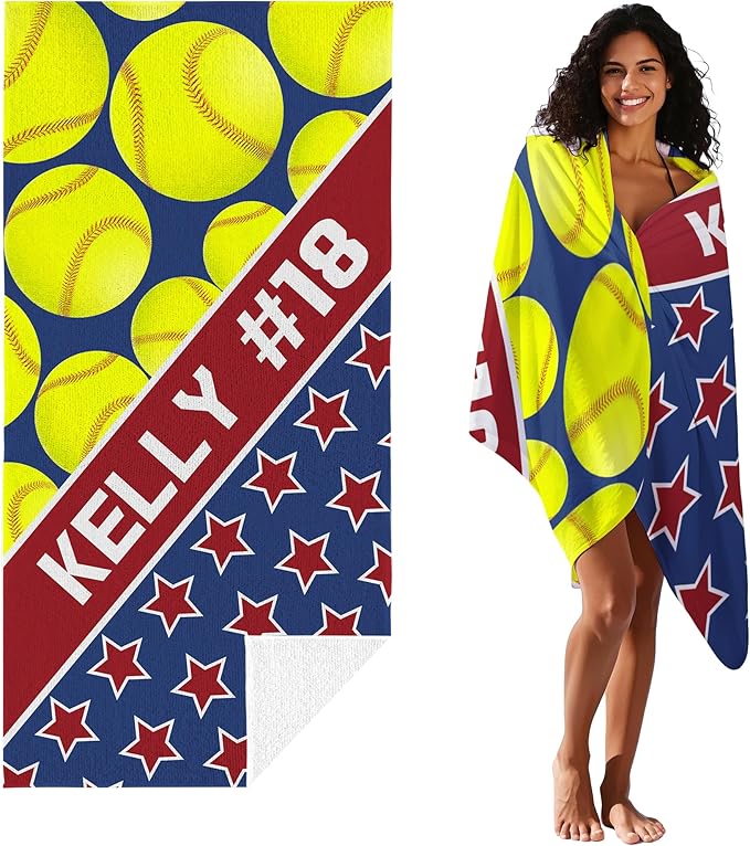 Personalized Beach Towel With Name, Custom Beach Towel with Text, Customized Microfiber Pool Towel, Quick Dry & Absorbent Swim Towel for Adult,Anniversary, Birthday, Summer Holiday,vacation, Tennis-StrideForce Fitness