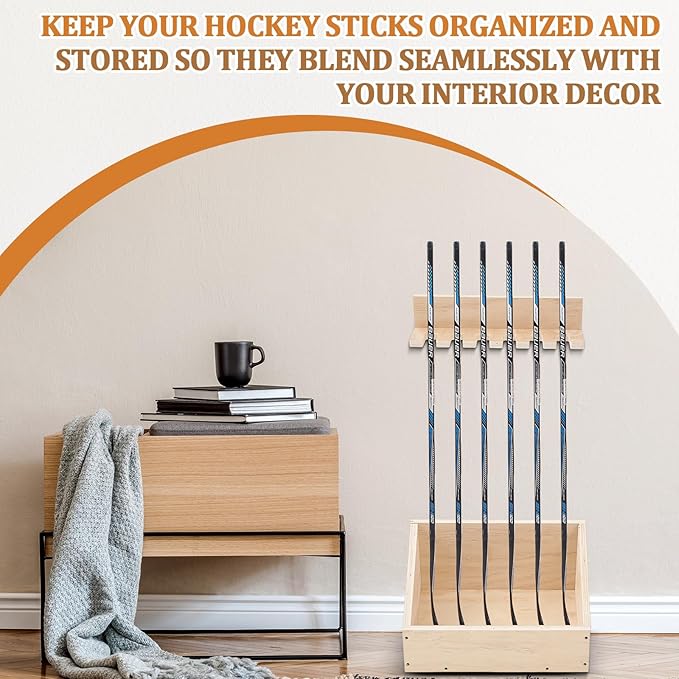 Leinuosen Hockey Stick Holder Wall Mounted and Vertical 2 in 1 Wooden Ice Hockey Rack Organizer Storage and Display Large Capacity Organizer Holds up to Sticks for Player Gifts-StrideForce Fitness
