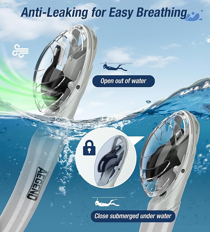 Aegend Dry Snorkel, Dive Mask Easy-Breath Free Diving Snorkel for Snorkeling Scuba Diving Freediving Swimming, with Top Dry Valve and Food-Grade Silicone Mouthpiece-StrideForce Fitness