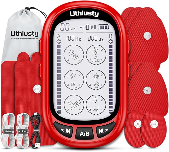 TENS Unit Muscle Stimulator for Pain Relief Therapy–Dual Channel 24 Modes TENS Machine&EMS Muscle Stimulator,Upgraded Large Screen Portable Muscle Stimulator for Back,Shoulder,& Neck Pain with 10 Pads-StrideForce Fitness