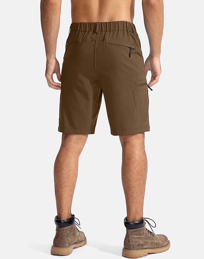 Pudolla Men's Hiking Cargo Shorts 9" Lightweight Outdoor Work Shorts for Men Travel Golf Camping Casual with 5 Zipper Pockets-StrideForce Fitness