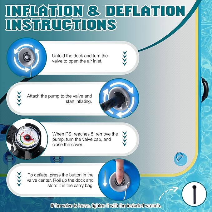 Specraft Inflatable Floating Dock, Non-Slip Air Dock Platform loating Island Raft with Rope Ladder for Pool Lake Beach Ocean-StrideForce Fitness