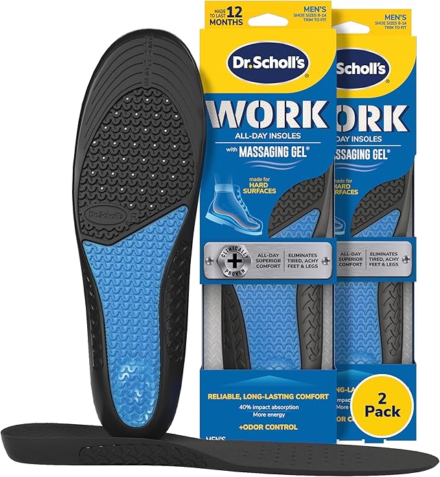 Dr. Scholl's Work All-Day Superior Comfort Insoles with Massaging Gel - Designed for Men & Women with Hard-Working Feet, Eliminates Sore Muscles and Tired Legs, Arch Support Inserts with Odor Control-StrideForce Fitness