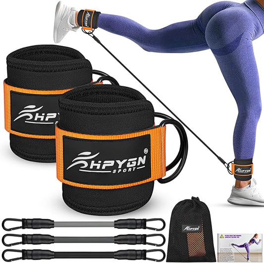 Ankle Resistance Bands, Ankle Bands for Working Out with Cuffs, Resistance Bands for Leg Butt Training Workout Equipment for Kickbacks Hip Gluteus Training Exercises, Ankle Strap with Exercise Bands