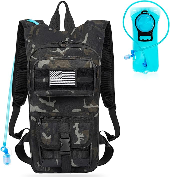 Hydration Backpack, Tactical Molle Water with 2L TPU Water Bladder, for Men Women Lightweight Water Backpack, Hydration Pack for Hiking, Biking, Climbing and Hunting-StrideForce Fitness
