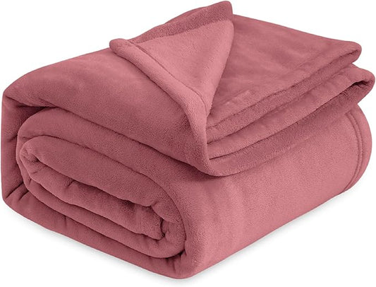 Bedsure Fleece Bed Blankets Queen Size Rose Pink - Soft Lightweight Plush Fuzzy Cozy Luxury Blanket Microfiber, 90x90 inches-StrideForce Fitness