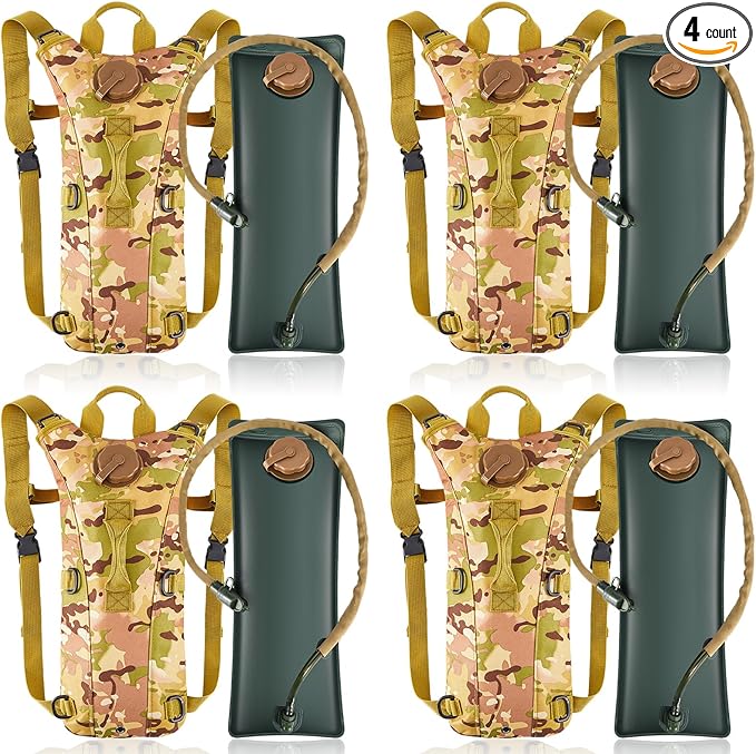 4 Pack Tactical Hydration Backpack with 3L Water Bladder Military Daypack Water Backpack Lightweight Hydration Back Pack for Running Cycling Climbing Hiking for Men Women-StrideForce Fitness