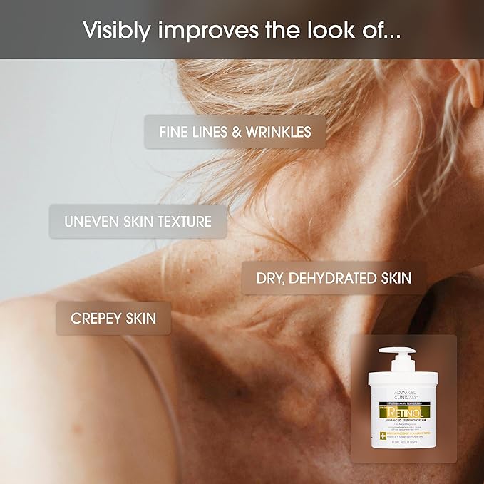 Advanced Clinicals Retinol Body Cream + Hyaluronic Acid Moisturizer 2pc Skincare Set | Face Cream & Body Lotion For Women & Men Helps Improve Appearance Of Crepey Skin, Dry Skin, & Wrinkles, 2pc-StrideForce Fitness