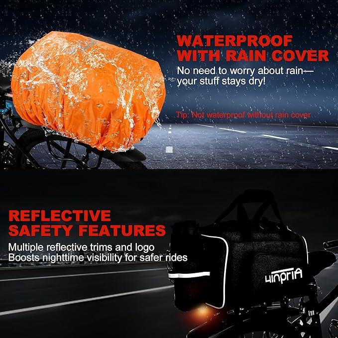 Bike Bags for Bicycle Rack Bag,18-20L Pannier Trunk Pannier with Rain Cover,Water Resistant Ebike Saddle Bag for Rear Rack handlebar Shoulder Bag for Commuter Travel Outdoor Cycling,1680D-StrideForce Fitness