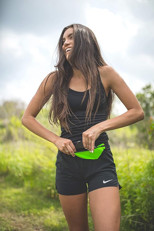 SPIbelt Running Belt for Women Men, Phone Holder for Running, Running Fanny Pack, Holder for Phone, Running Waist Pack, Adjustable Waist, [Fits All Phones]. Cloudy Grey with Black Zipper-StrideForce Fitness