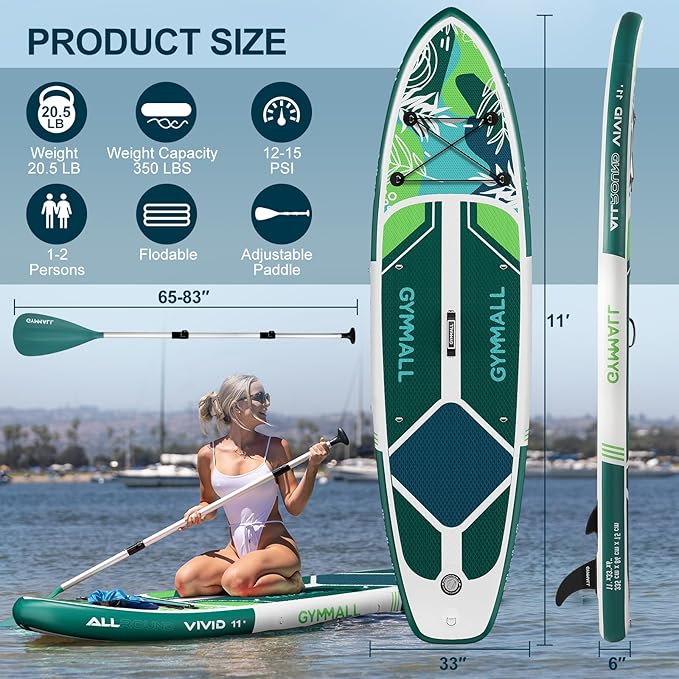 Paddle Board, Inflatable Stand Up SUP Paddle Boards for Adults & Youths of All Skill Levels, Wide & Non-Slip Deck Design Blow Up Paddleboards with Premium Accessories & Storage Bag-StrideForce Fitness