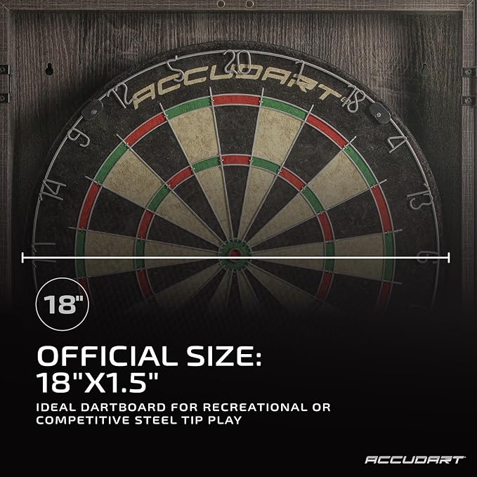 Accudart Armada Bristle Dartboard Cabinet Set - Official Size 18" x 1.5" - Self Healing Genuine Sisal - Wall Mount Cabinet Set - Round Spider Wires Reduce Bounce Outs - Rotatable Metal Number Ring-StrideForce Fitness