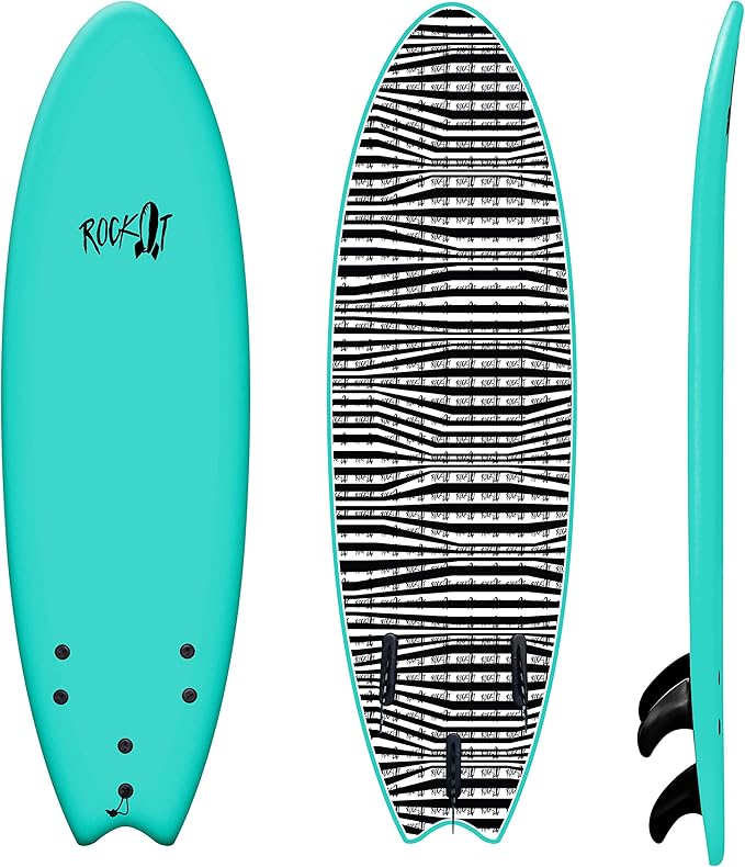 Rock-It 6' Albert Performance Fish Soft Top Surfboard Surf Board, Foam Surfboard, Kids Surfboard, Adult Surfboard, Tabla De Surf, Beginner Surfboard-StrideForce Fitness