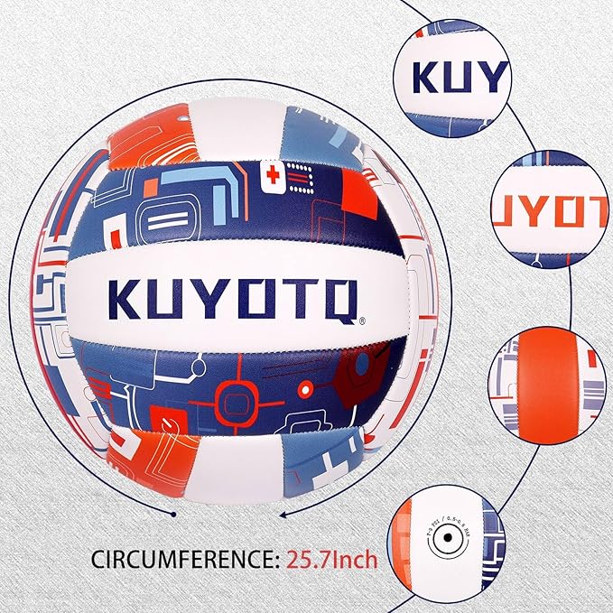 KUYOTQ Official Size 5 in&Outdoor Beach Volleyball,3MM Thickened Surface Soft Leather Youth Womens Mens Volleyball for Game Gym Training(Deflated)-StrideForce Fitness