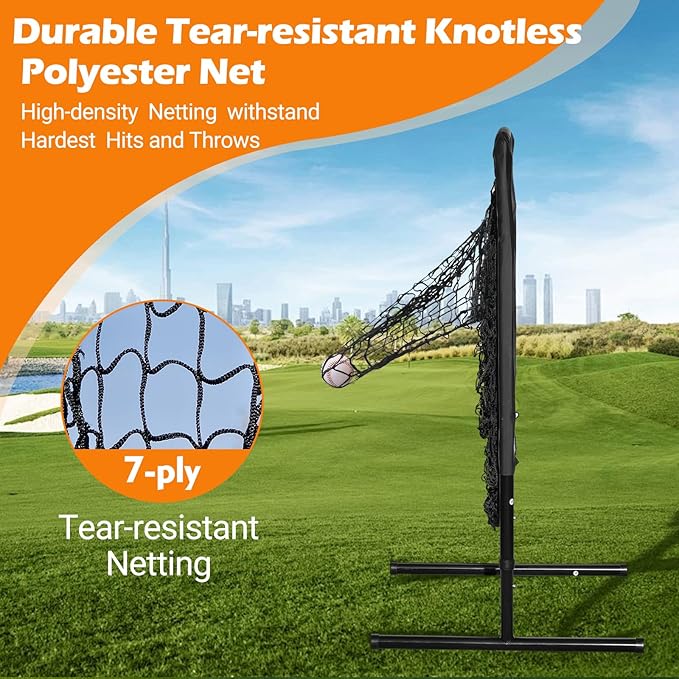 Pitching Net, 9 Hole Baseball Pitching Net with Strike Zone, Adjustable Softball Net for Batting Pitching Hitting, Portable Pitcher Trainer Baseball Hitting Target-StrideForce Fitness