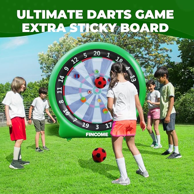 Inflatable 6ft Giant Dartboard, Golf Darts Kick Darts, Soccer & Throw Darts Game with Pump, 2 Kickball, 4 Throw Balls, 20 Golf Balls, Chipping Mat, Giant Dart Board Target Yard Games-StrideForce Fitness