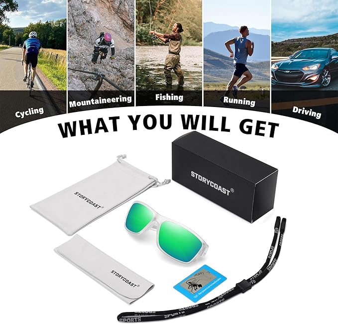 STORYCOAST Polarized Sports Sunglasses for Men Women Unbreakable Frame Cycling Fishing Driving-StrideForce Fitness