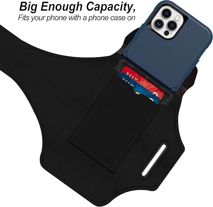 Armband for Samsung Galaxy S25 Ultra/S24 Ultra/S23 Ultra/S22 Ultra/S21 Ultra/S20 Ultra/S25+/S24+/S23+/S22+/S21+/S20+/S10+/S9+/S8+, with Zipper Pocket for for Galaxy Buds (Black)-StrideForce Fitness