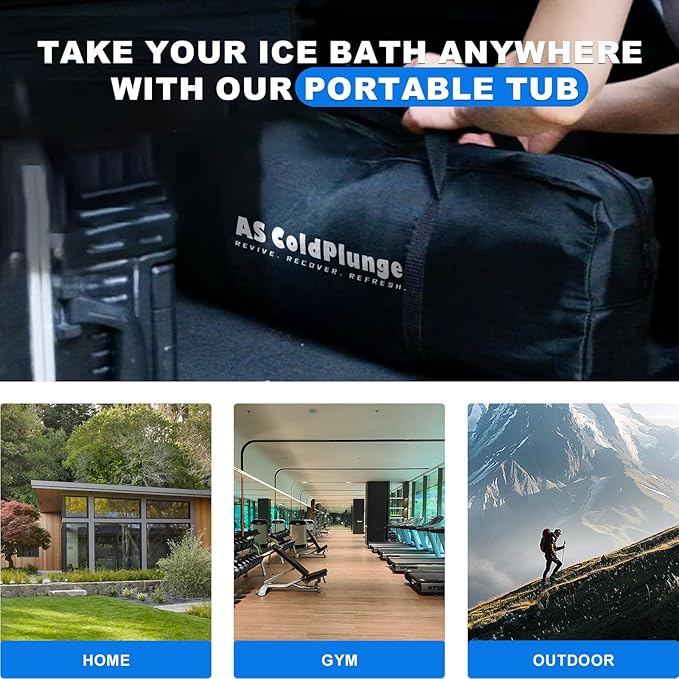 XXL Oval Ice Bath Tub for Cold Plunge, Portable Ice Pod with Lid, 148Gal Inflatable Cold Plunge Tub with 2 Drain Valves for Chiller Connection, Cold Therapy Recovery, Indoor Outdoor Use-StrideForce Fitness