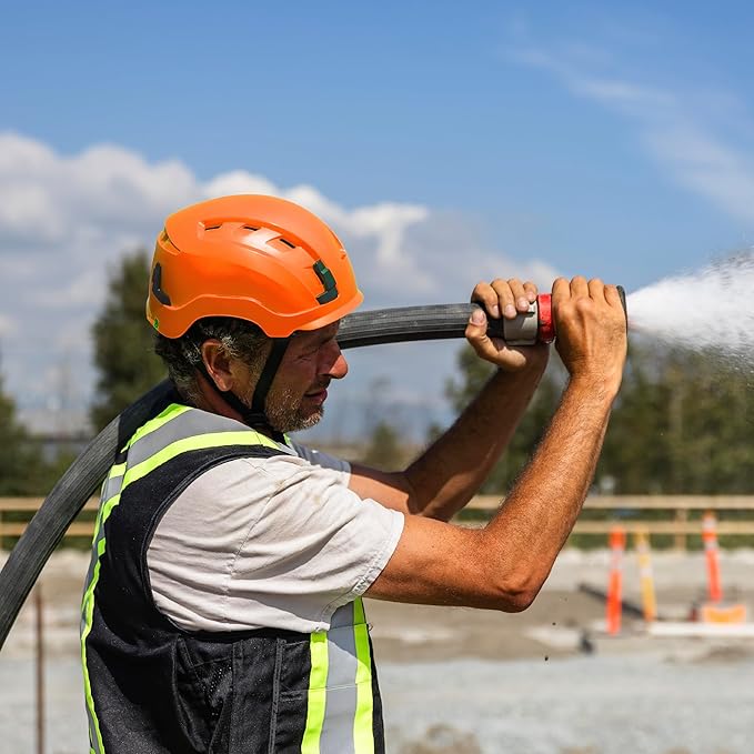 GE Safety Helmet, Impact Absorbing Tech, Adjustable Ratchet, ANSI Type 1, Memory Foam Padding, Hard Hats Protection, Lightweight, Durable, Chin Strap, Comfortable Fit OSHA Approved-StrideForce Fitness