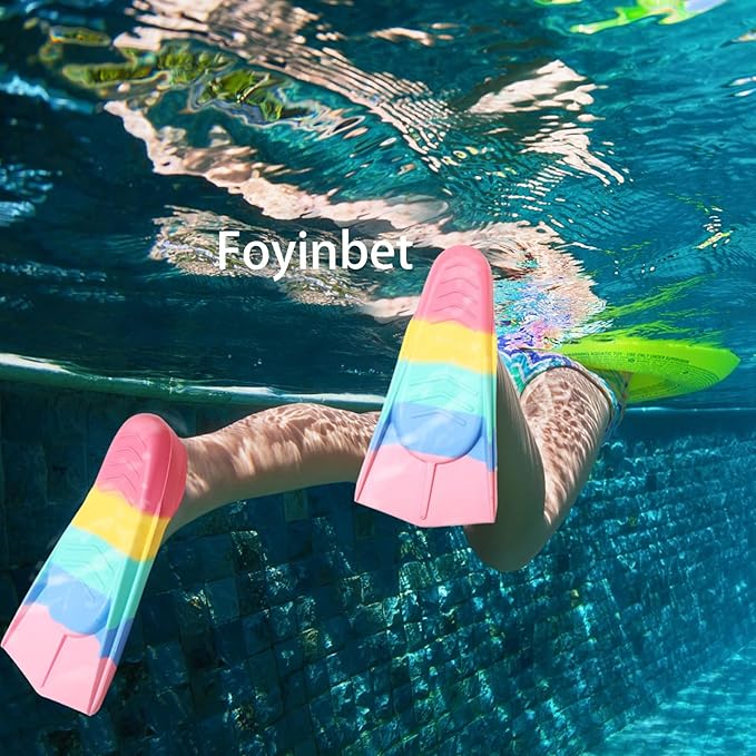 Kids Swim Fins,Short Kids Fins Youth Swimming Flippers for Lap Swimming Training for Children Girls Boys Beginners-StrideForce Fitness