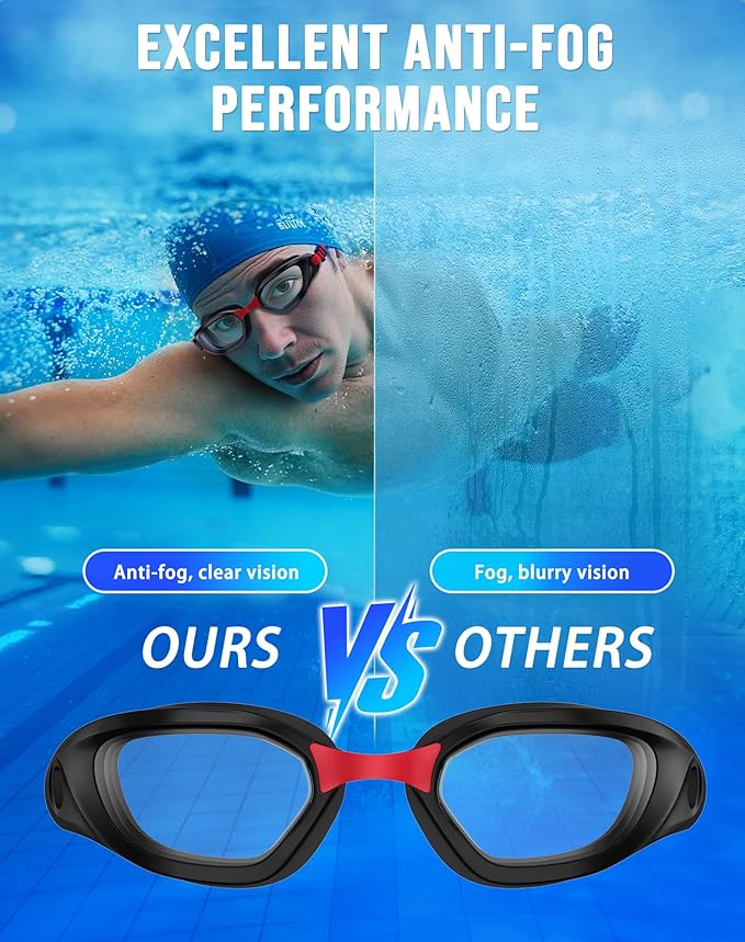 Swim Goggles, Unisex Adult Swimming Goggles Anti Fog Anti UV No Leakage Wide View for Men Women Youth-StrideForce Fitness