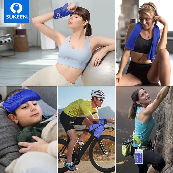 Sukeen Cooling Towel (40"x12"),Ice Towel,Soft Breathable Chilly Towel,Microfiber Towel for Yoga,Sport,Running,Gym,Workout,Camping,Fitness,Workout & More Activities-StrideForce Fitness