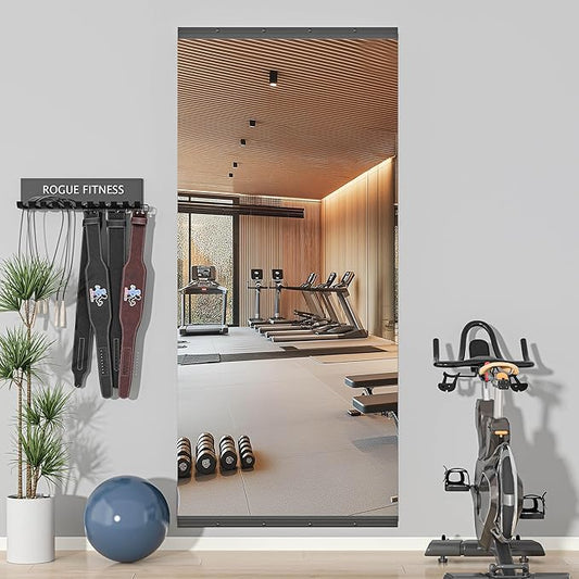Hasipu 79''x35'' Home Gym Mirror Large Full Length Wall Mounted Full Body Mirror for Yoga Dance Fitness Exercise Studio Bedroom Garage, Frameless Tempered Glass Workout Mirrors Black Rectangular-StrideForce Fitness