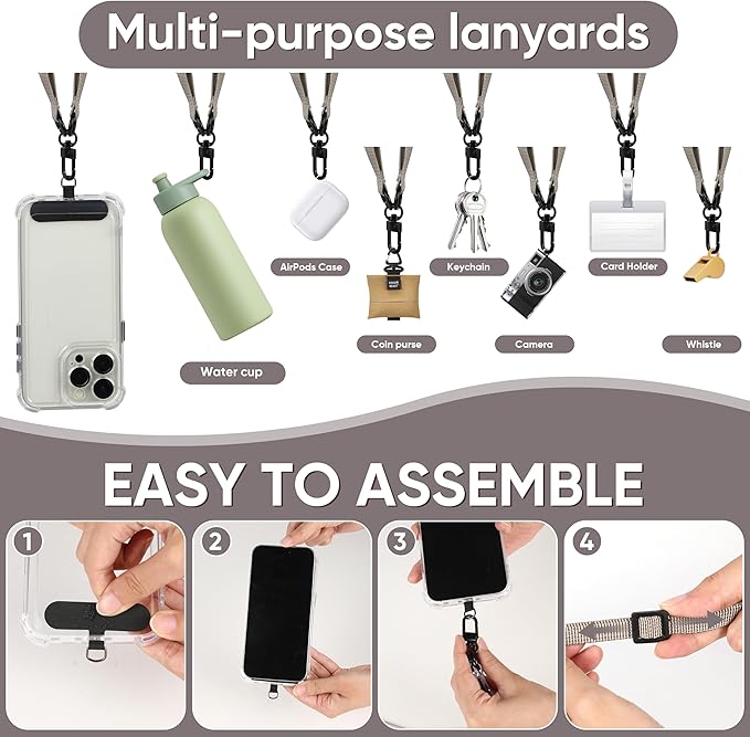 Cell Phone Strap Adjustable Wrist Strap Crossbody Cellphone Holder Extra Long Phone Lanyard Wrist Lanyard (Khaki)-StrideForce Fitness